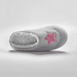 Sloffen|Sloffen<Blancheporte Pantoffels in fleece - geborduurde ster lichtgrijs