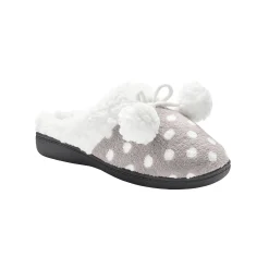 Sloffen|Sloffen<Blancheporte Pantoffels in fleece met bolletjesprint grijs