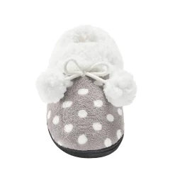 Sloffen|Sloffen<Blancheporte Pantoffels in fleece met bolletjesprint grijs