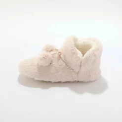 Sloffen|Sloffen<Blancheporte Pantoffels in laarsmodel met pompons en nepbontaspect roze