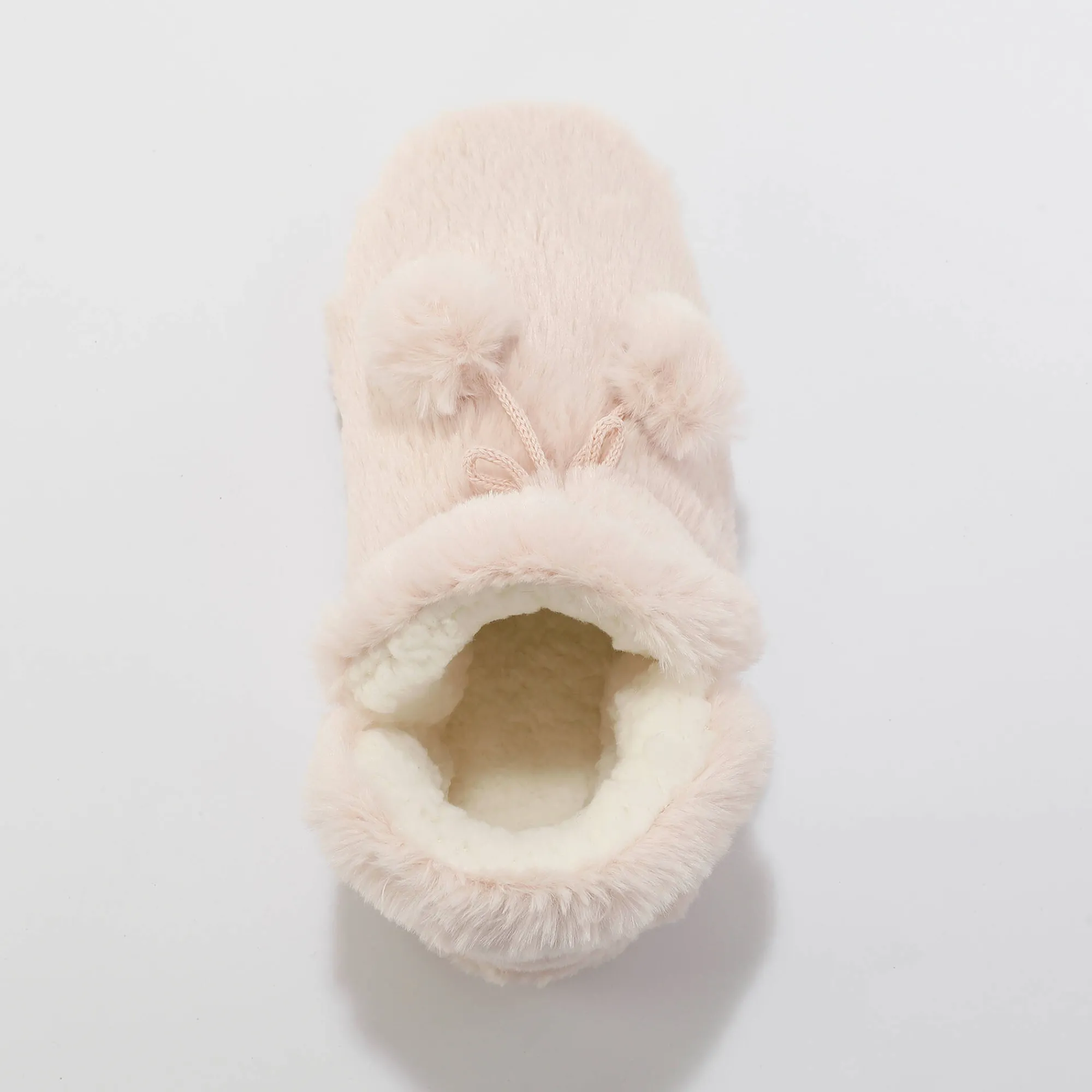 Sloffen|Sloffen<Blancheporte Pantoffels in laarsmodel met pompons en nepbontaspect roze