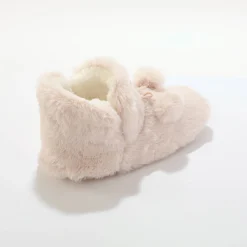 Sloffen|Sloffen<Blancheporte Pantoffels in laarsmodel met pompons en nepbontaspect roze