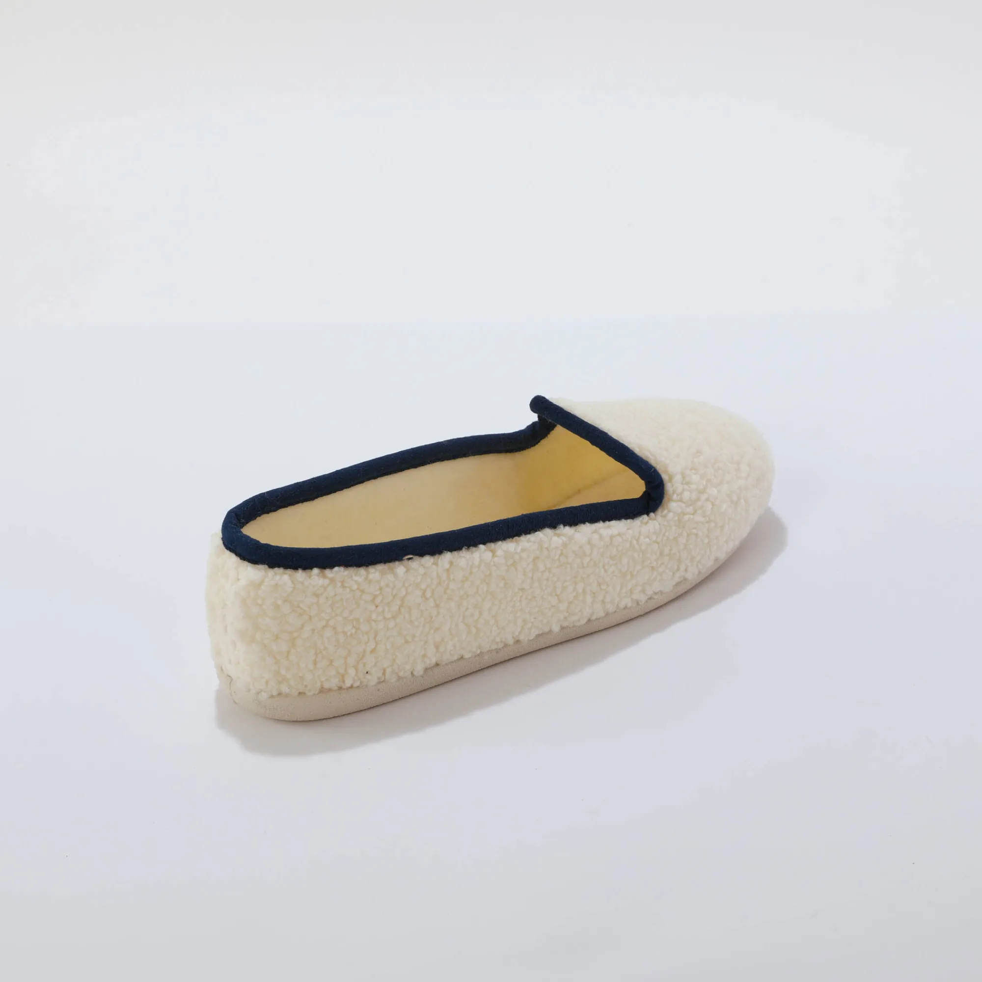 Sloffen|Sloffen<Blancheporte Pantoffels in sherpa-lusjesstof ecru / blauw