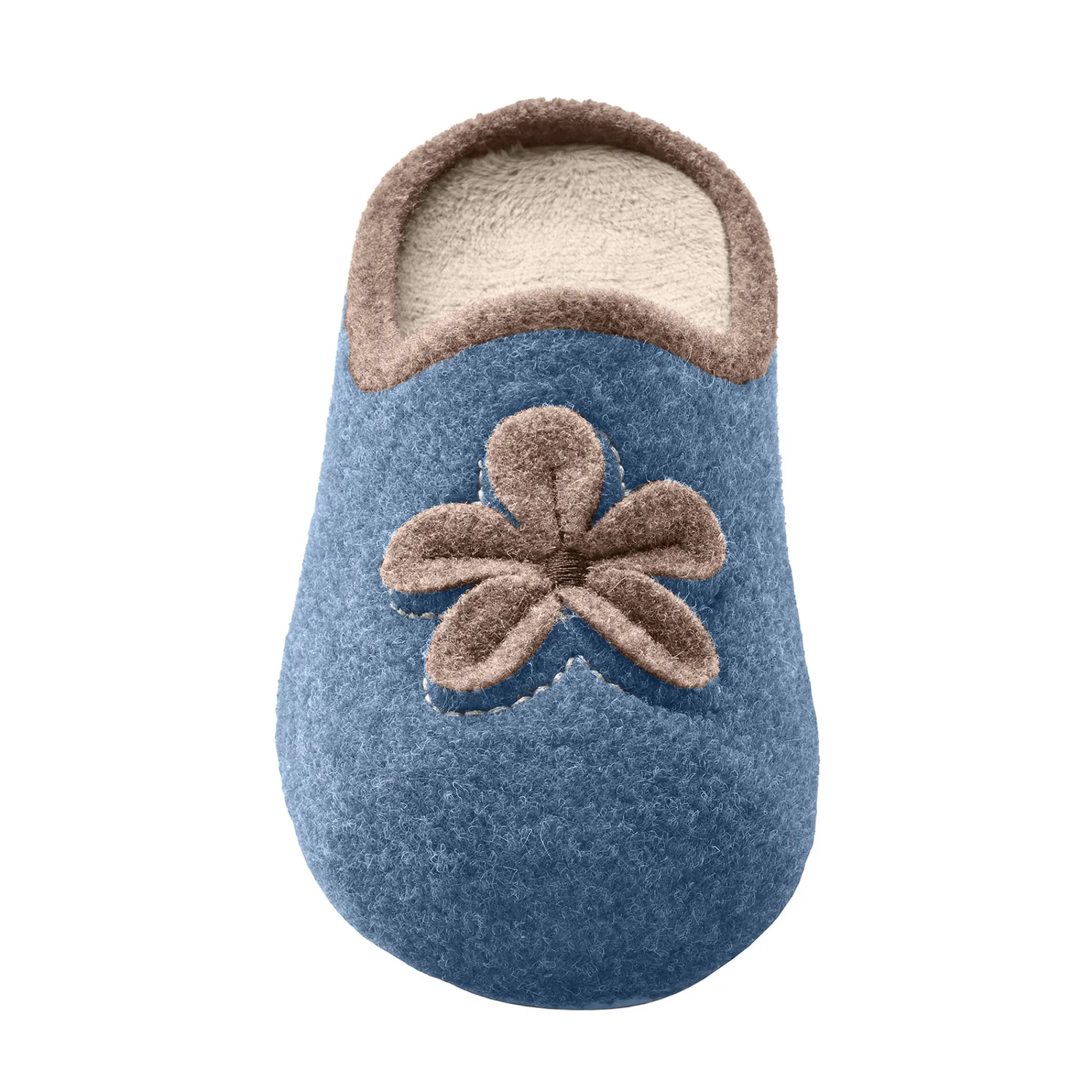 Sloffen|Sloffen<Blancheporte Pantoffels met opgelegde bloem - comfortabele breedte indigo