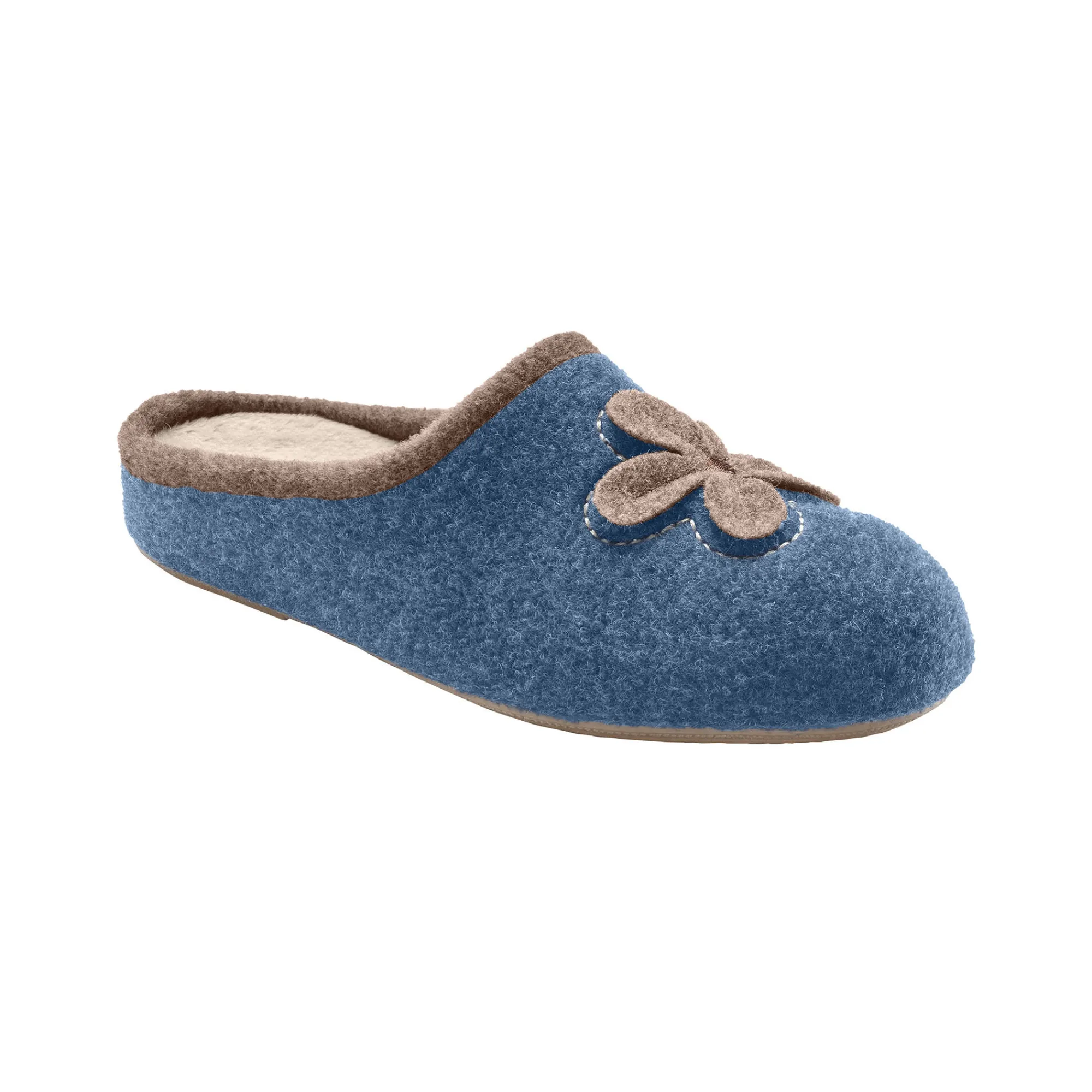 Sloffen|Sloffen<Blancheporte Pantoffels met opgelegde bloem - comfortabele breedte indigo