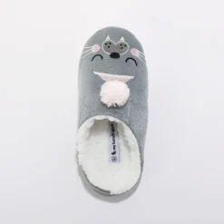 Sloffen|Sloffen<Blancheporte Pantoffels met pompon en zeeleeuwprint grijs