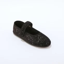 Sloffen|Sloffen<Blancheporte Pantoffels met riempje, glinsterend velours zwart