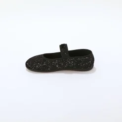 Sloffen|Sloffen<Blancheporte Pantoffels met riempje, glinsterend velours zwart