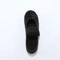 Sloffen|Sloffen<Blancheporte Pantoffels met riempje, glinsterend velours zwart