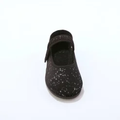 Sloffen|Sloffen<Blancheporte Pantoffels met riempje, glinsterend velours zwart