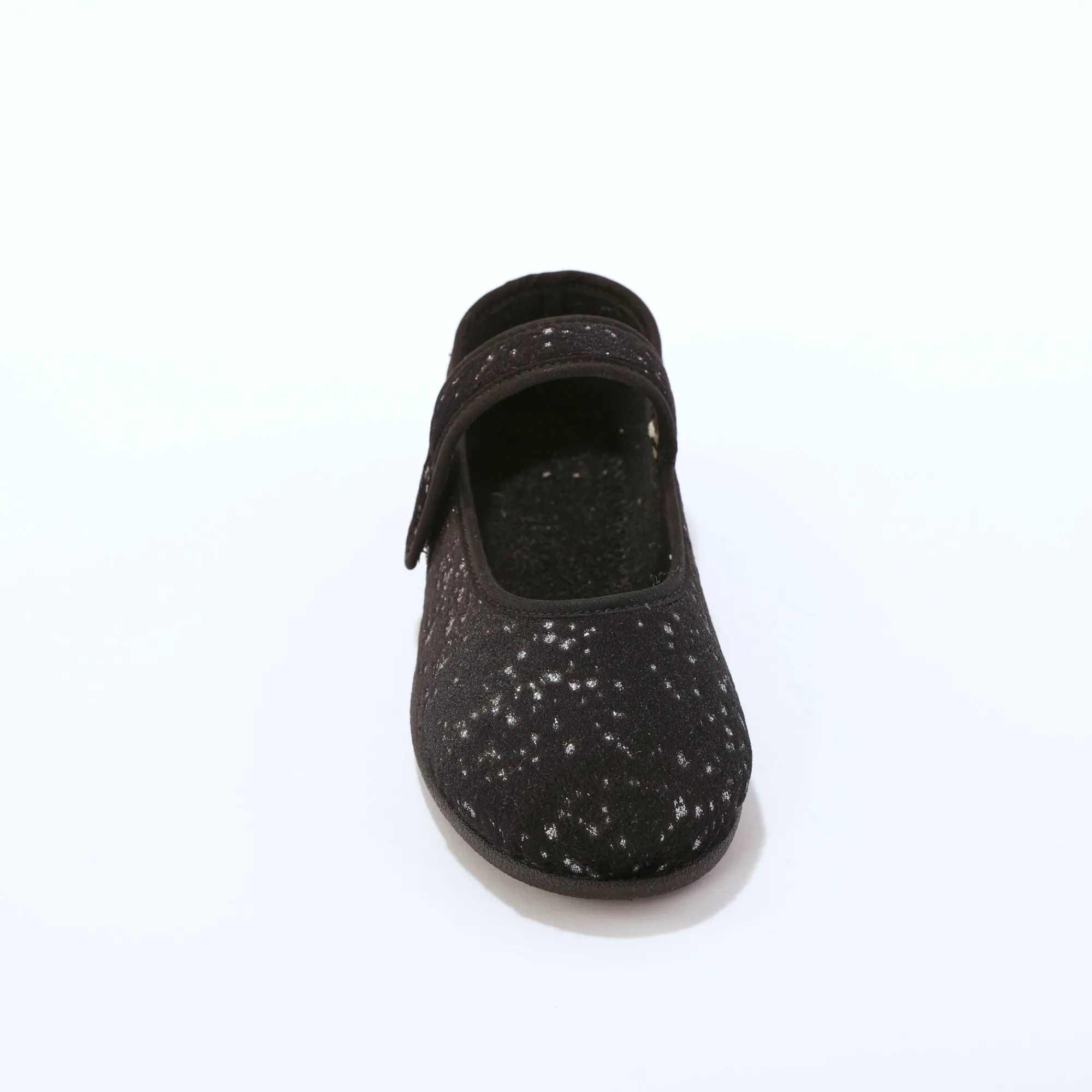 Sloffen|Sloffen<Blancheporte Pantoffels met riempje, glinsterend velours zwart
