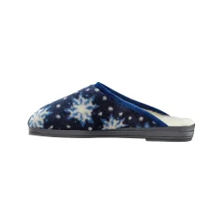 Sloffen|Sloffen<Blancheporte Pantoffels met sneeuwvlokkenmotief - wolvoering marine