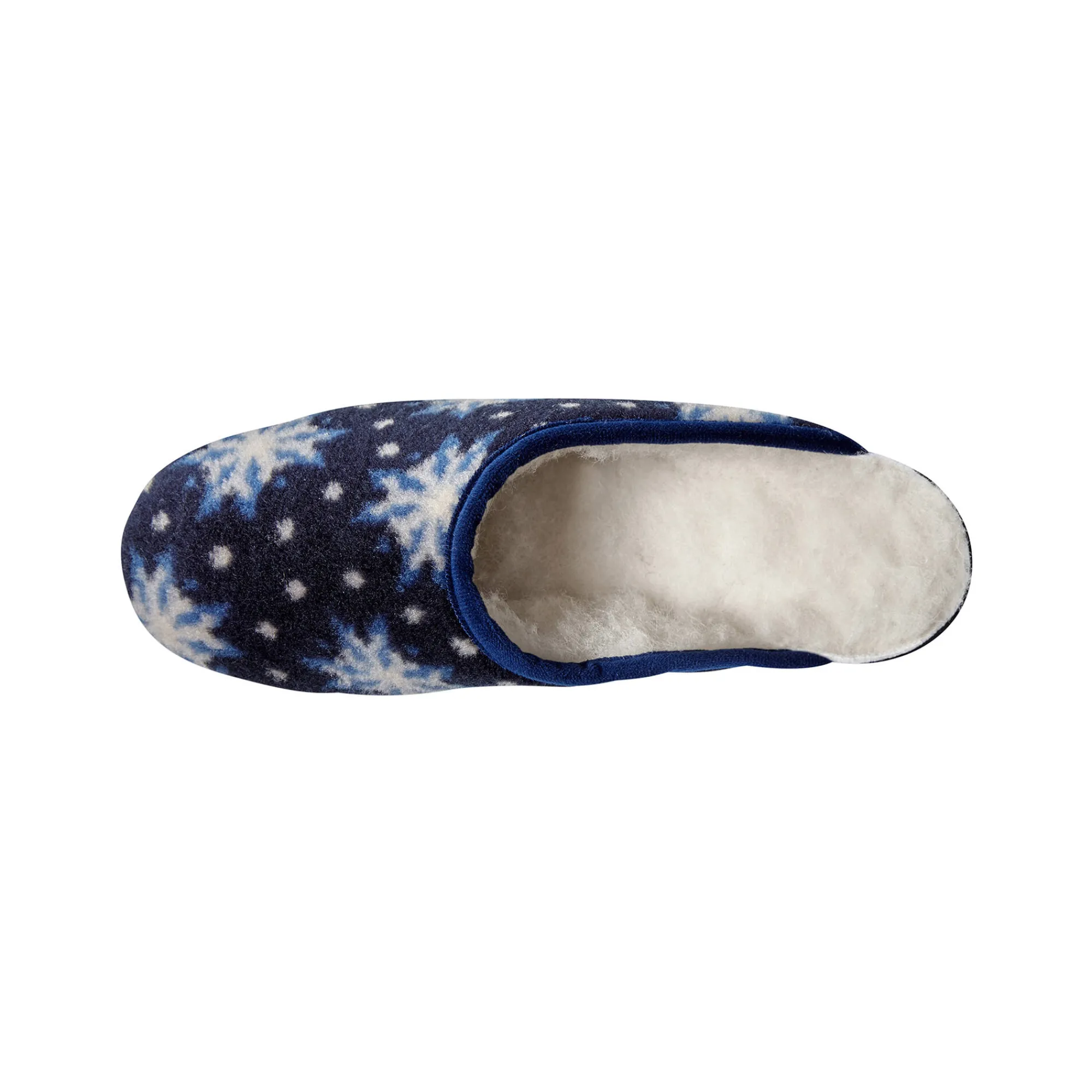 Sloffen|Sloffen<Blancheporte Pantoffels met sneeuwvlokkenmotief - wolvoering marine