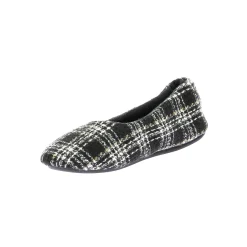Sloffen|Sloffen<Dim Pantofffels in ballerinamodel, geruit zwart