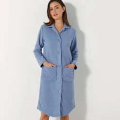 Peignoir En Kamerjas<Blancheporte Peignoir in fleece met knoopsluiting blauw