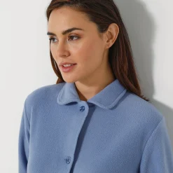 Peignoir En Kamerjas<Blancheporte Peignoir in fleece met knoopsluiting blauw