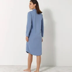 Peignoir En Kamerjas<Blancheporte Peignoir in fleece met knoopsluiting blauw