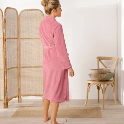Peignoir En Kamerjas<Blancheporte Peignoir in fleece met pluchetouch - 115 cm lang, lange mouwen poederroze