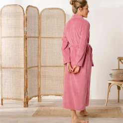 Peignoir En Kamerjas<Blancheporte Peignoir in fleece met pluchetouch - 130 cm lang, lange mouwen poederroze