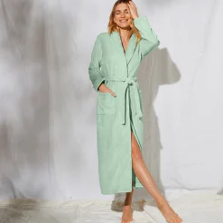 Peignoir En Kamerjas<Blancheporte Peignoir in fleece met pluchetouch - 130 cm lang, lange mouwen linde