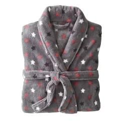 Peignoir En Kamerjas<Blancheporte Peignoir in fleece met pluchetouch - 115 cm lang, lange mouwen grijs / roze