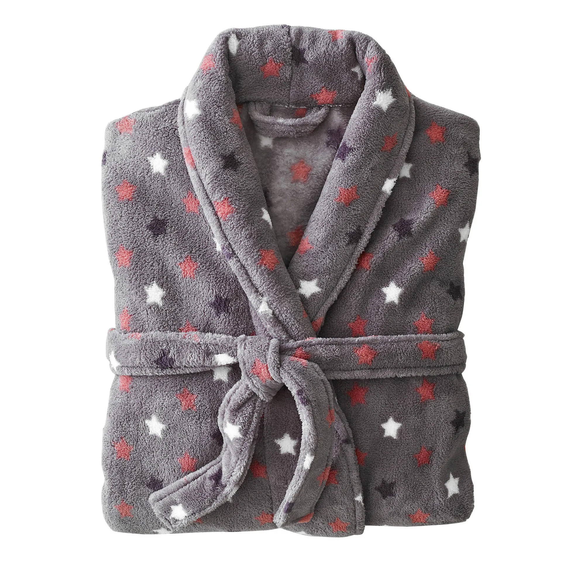 Peignoir En Kamerjas<Blancheporte Peignoir in fleece met pluchetouch - 115 cm lang, lange mouwen grijs / roze