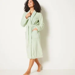 Peignoir En Kamerjas<Blancheporte Peignoir in fleece met pluchetouch - 115 cm lang, lange mouwen linde