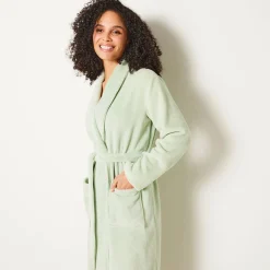 Peignoir En Kamerjas<Blancheporte Peignoir in fleece met pluchetouch - 115 cm lang, lange mouwen linde