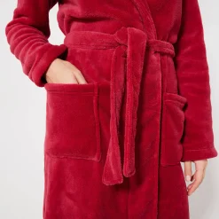 Peignoir En Kamerjas<Blancheporte Peignoir in fleece met pluchetouch - 115 cm lang, lange mouwen kersenrood