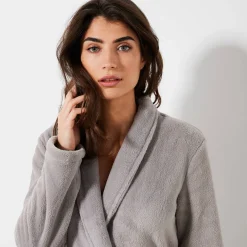 Peignoir En Kamerjas<Blancheporte Peignoir in fleece met pluchetouch - 115 cm lang, lange mouwen grijs