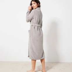Peignoir En Kamerjas<Blancheporte Peignoir in fleece met pluchetouch - 115 cm lang, lange mouwen grijs