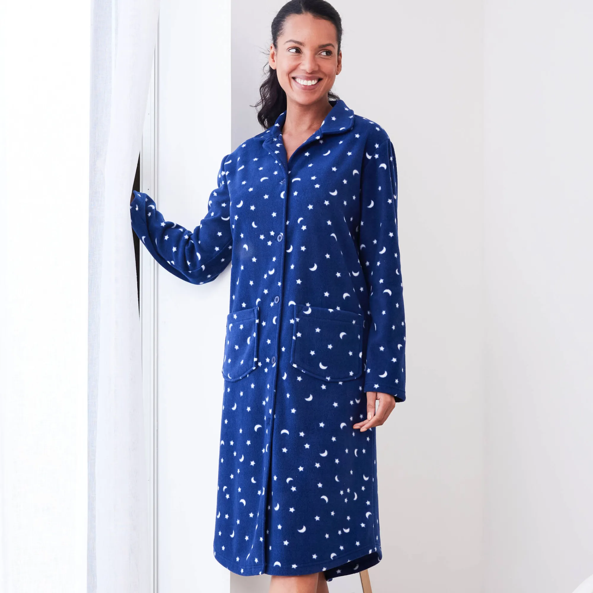 Peignoir En Kamerjas<Blancheporte Peignoir in fleece met sterrenprint marine