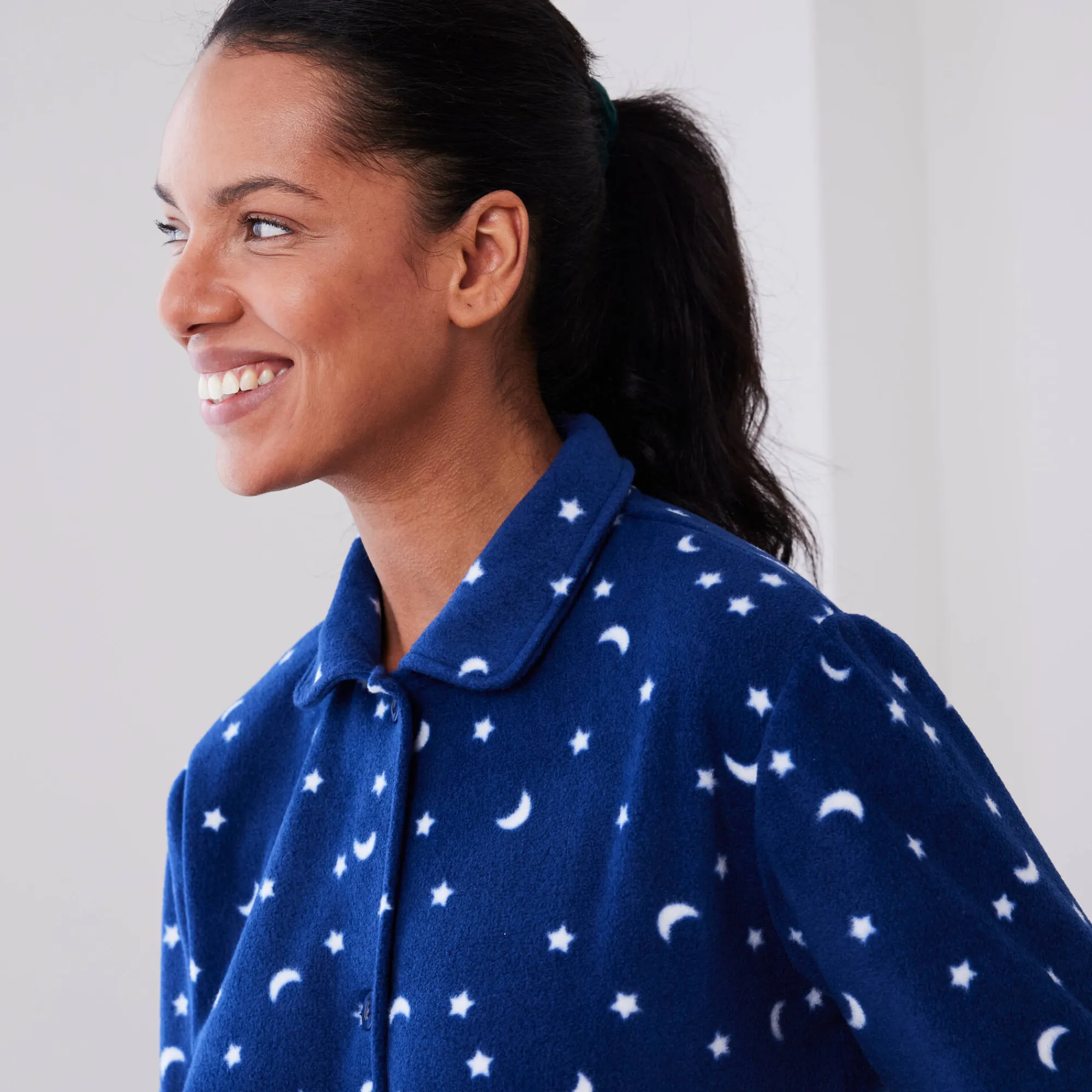 Peignoir En Kamerjas<Blancheporte Peignoir in fleece met sterrenprint marine