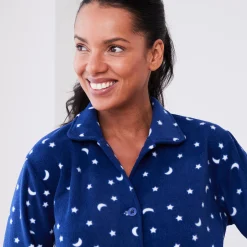 Peignoir En Kamerjas<Blancheporte Peignoir in fleece met sterrenprint marine