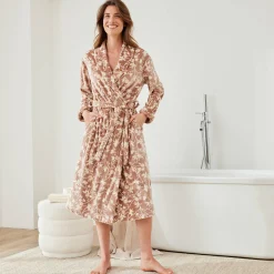 Peignoir En Kamerjas<Blancheporte Peignoir in velours met bloemenprint taupe