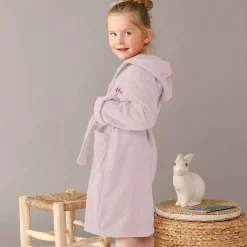 Badjas|Handdoek En Badlaken Kids<Colombine des petits Personaliseerbare badjas met kap in badstof, kinderen roze