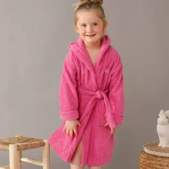 Badjas|Handdoek En Badlaken Kids<Colombine des petits Personaliseerbare badjas met kap in badstof, kinderen fuchsia