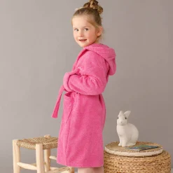 Badjas|Handdoek En Badlaken Kids<Colombine des petits Personaliseerbare badjas met kap in badstof, kinderen fuchsia