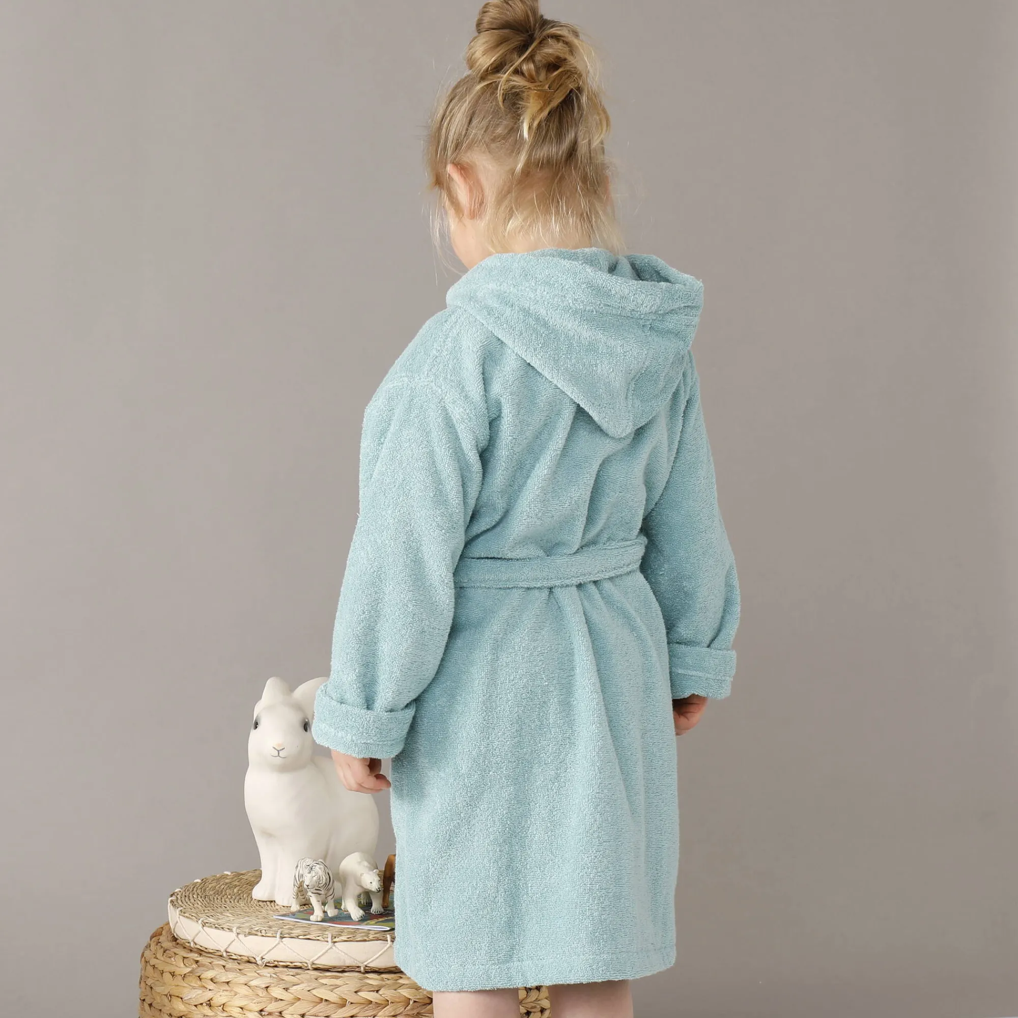 Badjas|Handdoek En Badlaken Kids<Colombine des petits Personaliseerbare badjas met kap in badstof, kinderen watergroen