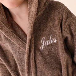 Badjas|Handdoek En Badlaken Kids<Colombine des petits Personaliseerbare "hond" kinderbadjas met kap, katoenen badstof - 340 g/m² chocolade