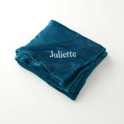 Plaid<Blancheporte Personaliseerbare plaid in fleece, pluchen touch eendenblauw