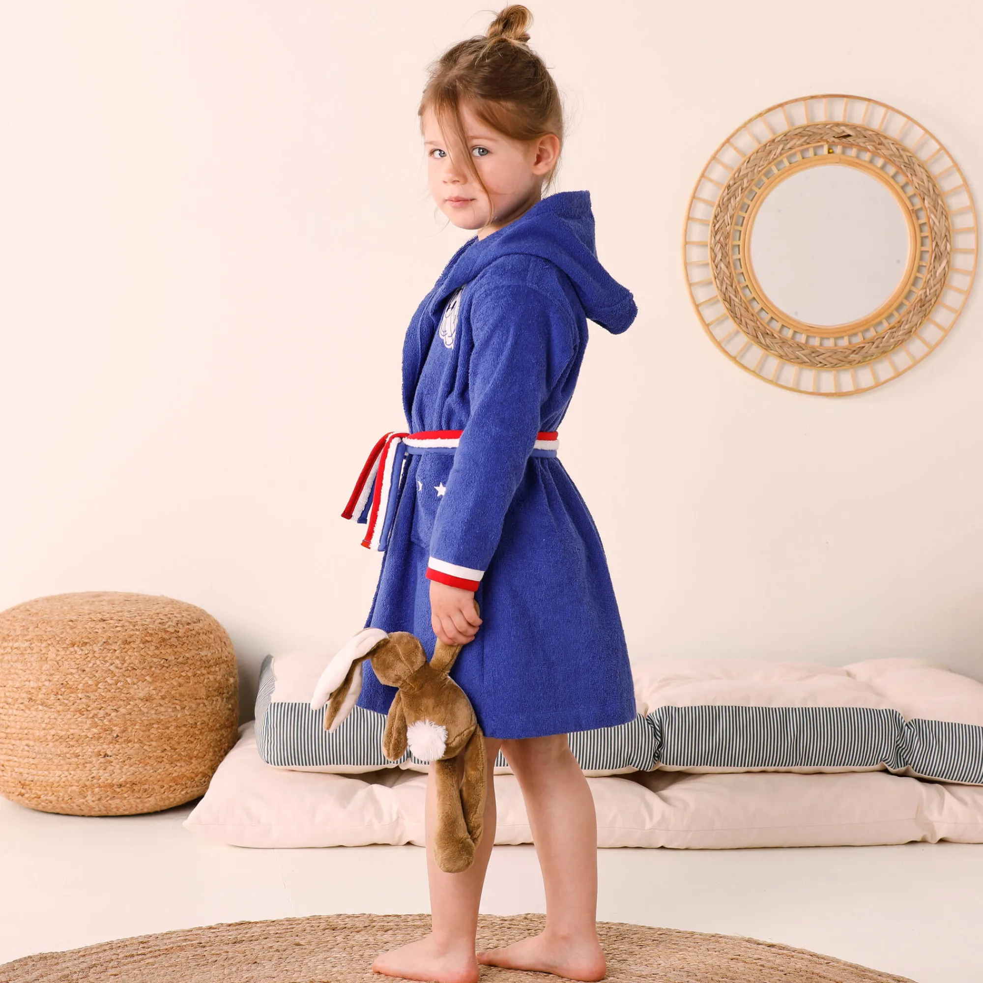 Badjas|Handdoek En Badlaken Kids<Colombine des petits Personaliseerbare "voetbal" kinderbadjas met kap, katoenen badstof - 340 g/m² felblauw