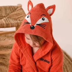 Badjas|Badjas Kids<Colombine des petits Personaliseerbare "vos" kinderbadjas met kap, katoenen badstof - 340 g/m² saffraangeel