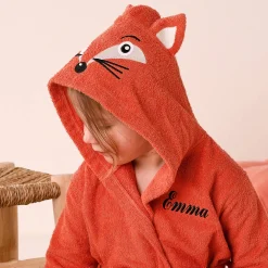 Badjas|Badjas Kids<Colombine des petits Personaliseerbare "vos" kinderbadjas met kap, katoenen badstof - 340 g/m² saffraangeel