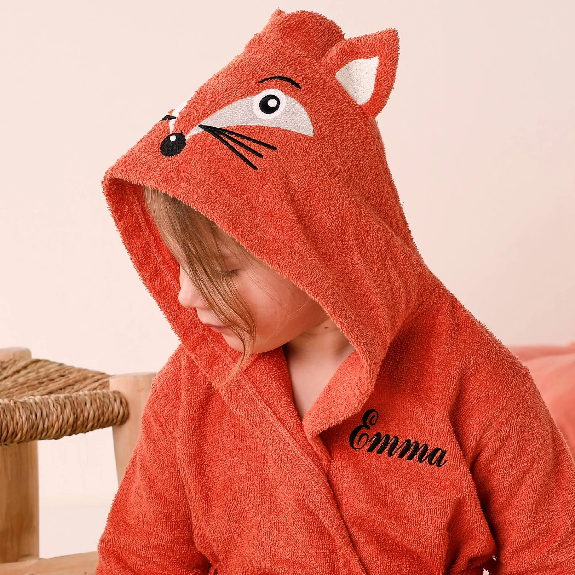 Badjas|Badjas Kids<Colombine des petits Personaliseerbare "vos" kinderbadjas met kap, katoenen badstof - 340 g/m² saffraangeel
