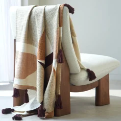 Plaid<Blancheporte Plaid met geometrische print taupe