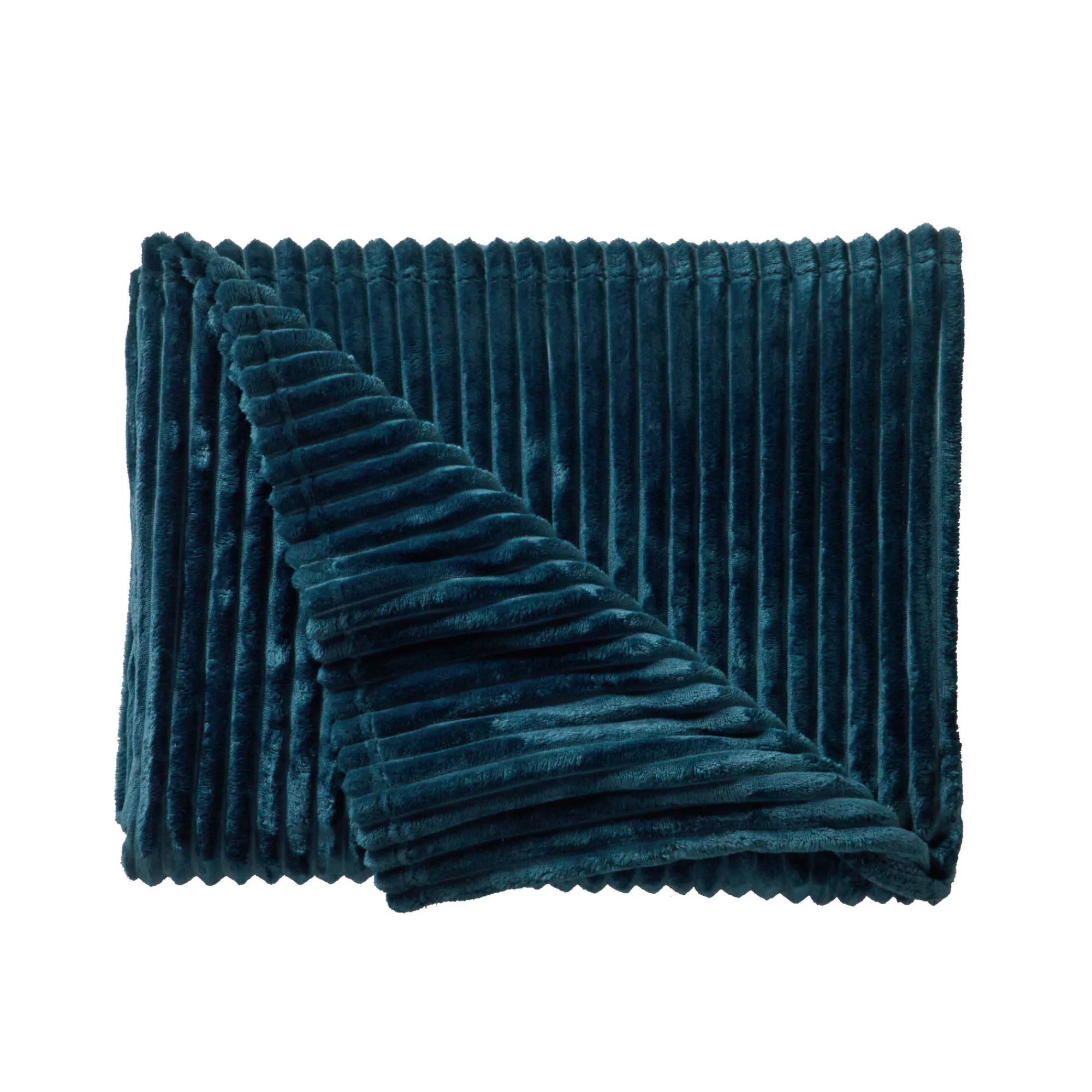Plaid<Blancheporte Plaid met ribbeleffect en pluchetouch pauwblauw