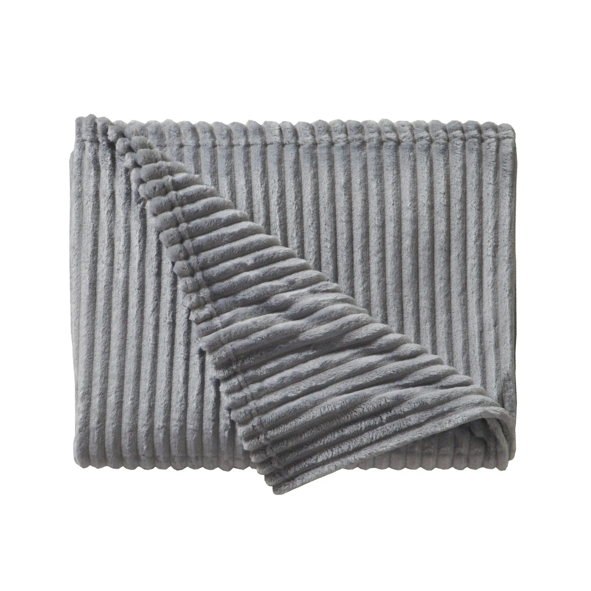 Plaid<Blancheporte Plaid met ribbeleffect en pluchetouch lichtgrijs