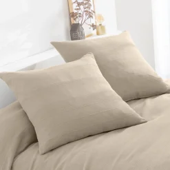 Zeildoekstof<Blancheporte Plaid of sprei, effen katoen met artisanaal weefsel vlaskleur