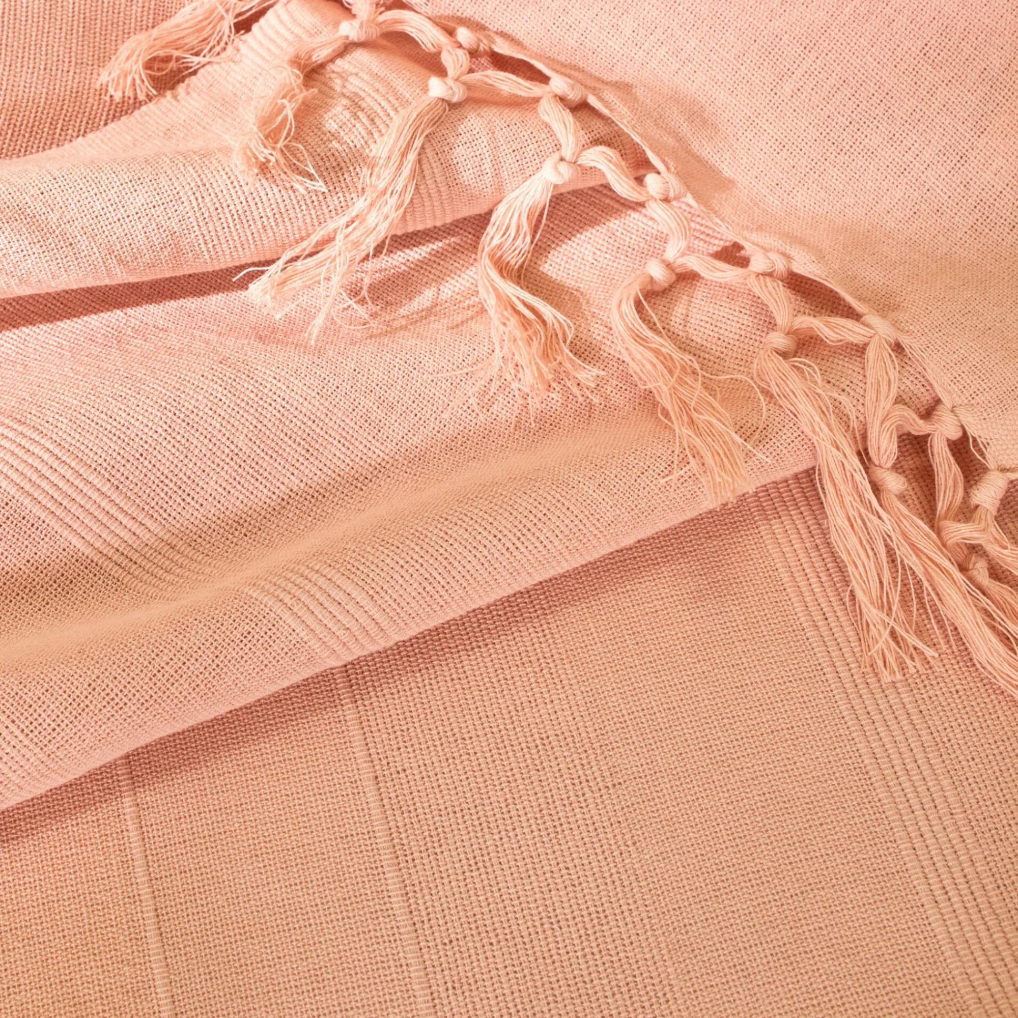 Zeildoekstof<Blancheporte Plaid of sprei, effen katoen met artisanaal weefsel roze